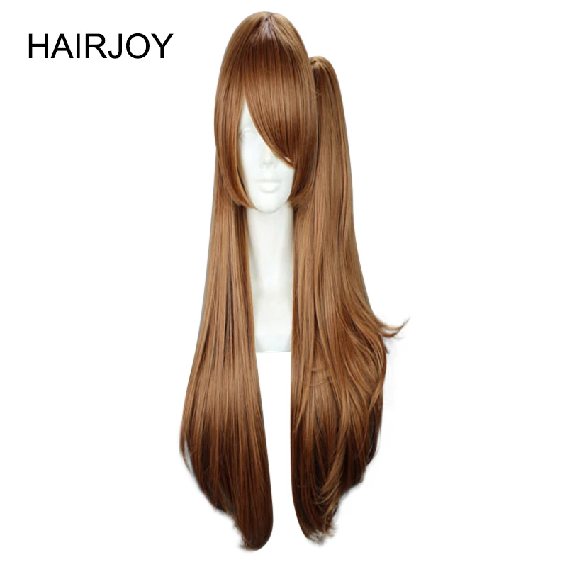 HAIRJOY красный блонд коричневый фиолетовый косплей парик 100 см конский хвост длинные прямые термостойкие синтетические волосы костюм парики 4 цвета