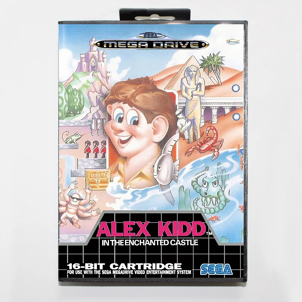 

16 bit Sega MD game Cartridge with Retail box - Alex Kidd in the Enchanted Castle game card for Megadrive Genesis system