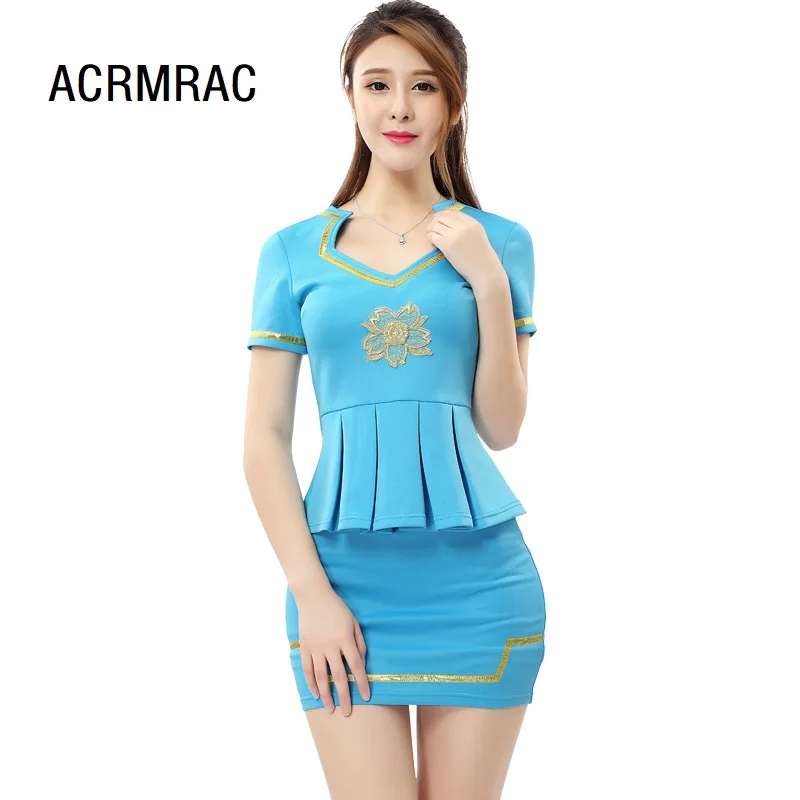 

Women suits Slim summer V-neck Short sleeve Blazers skirt 2 pieces set Sexy Women skirt suits Women set suits 2291