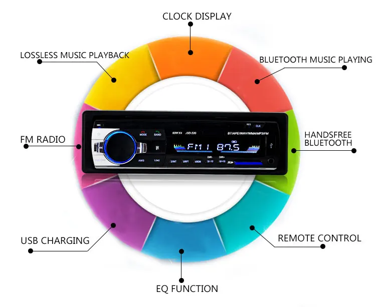 JSD-520 12V Bluetooth Car MP3 Player FM Radio Stereo Receiver in Dash MP3 MMC WMA Car Audio Player 1 Din Auto Multimedia Player