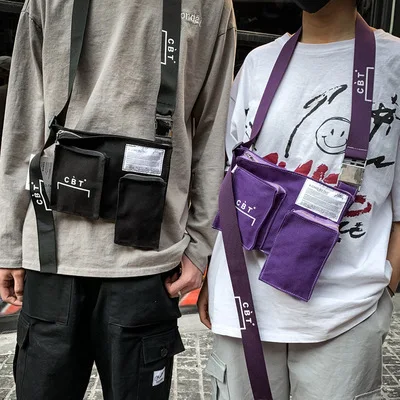

2019 women Men Chest Rig Hip Hop Streetwear Unisex Cool Functional Tactical Chest Bag Cross Waist Bag Nylon Punck Style Backpack