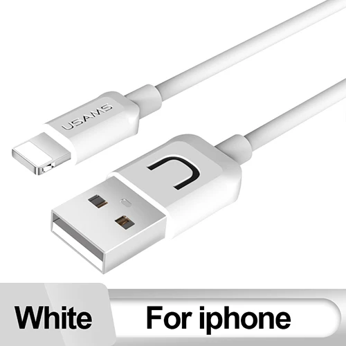 Круглый USB кабель, USAMS кабель для мобильного телефона для iPhone 2A зарядный кабель Micro usb type C для samsung Xiaomi Android зарядное устройство - Цвет: White for iPhone