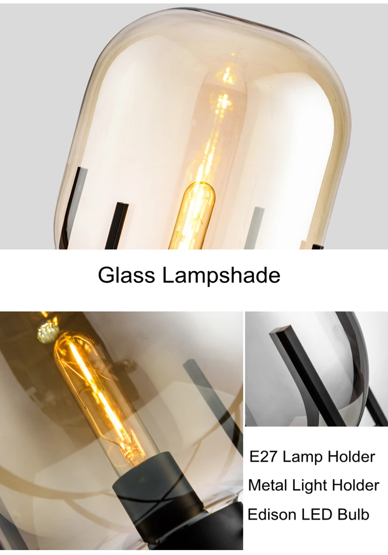 Candeeiro de Mesa Luz da Mesa Nova Chegada Criativo Simples Abajur Vidro Preto E27 Edison Arte Casa Loja Restaurante Decoração Iluminação 14 China glass desk Suppliers
