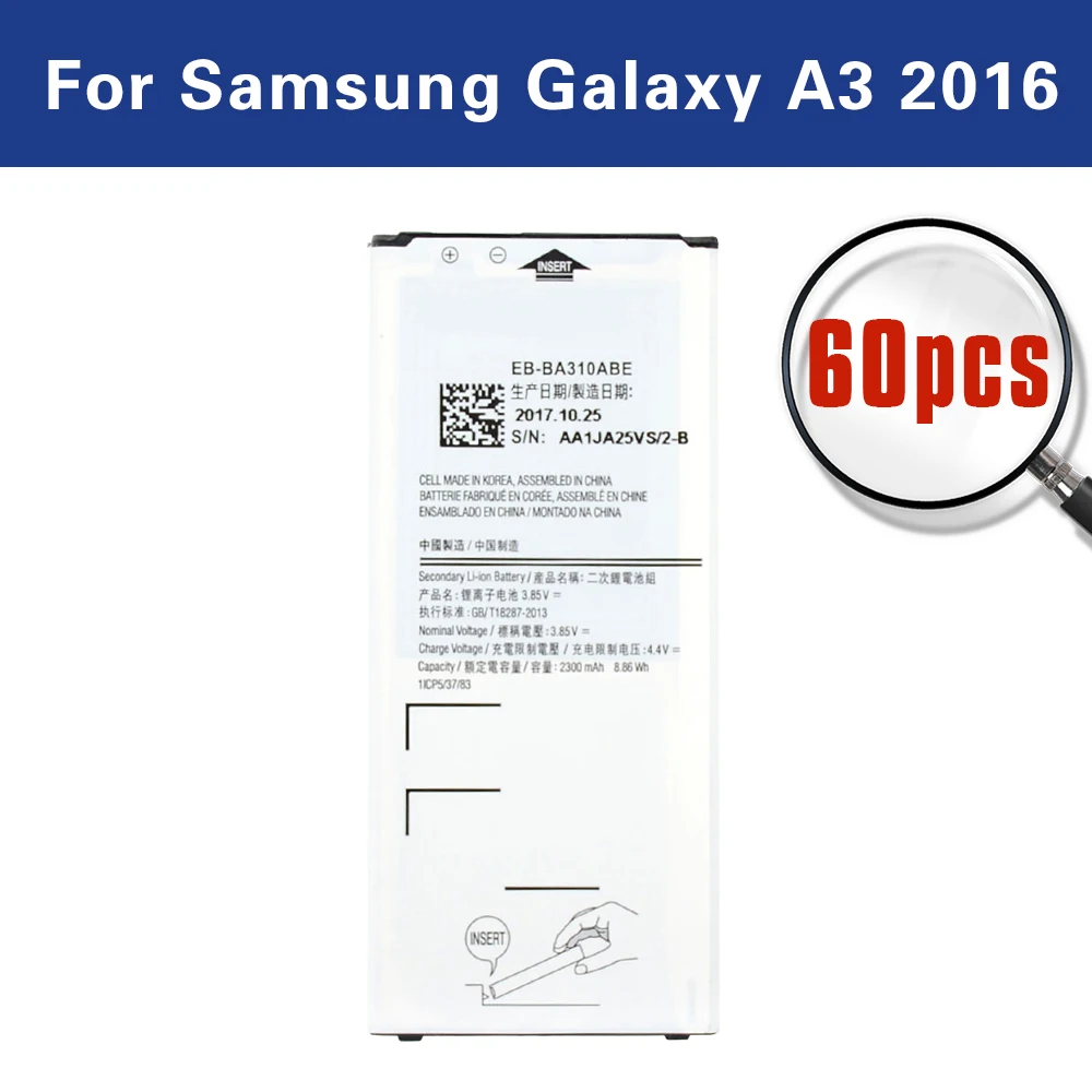 60pcs Wholesale Battery EB-BA310ABE for Samsung Galaxy A3 2016 A310 A310F A310M A310Y AAAA+ Quality Batteria | Мобильные телефоны и