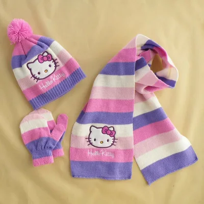Beanie+Scarf+Gloves Hello Kitty 4-8 Year Baby Girls Cold Weather Accessories |