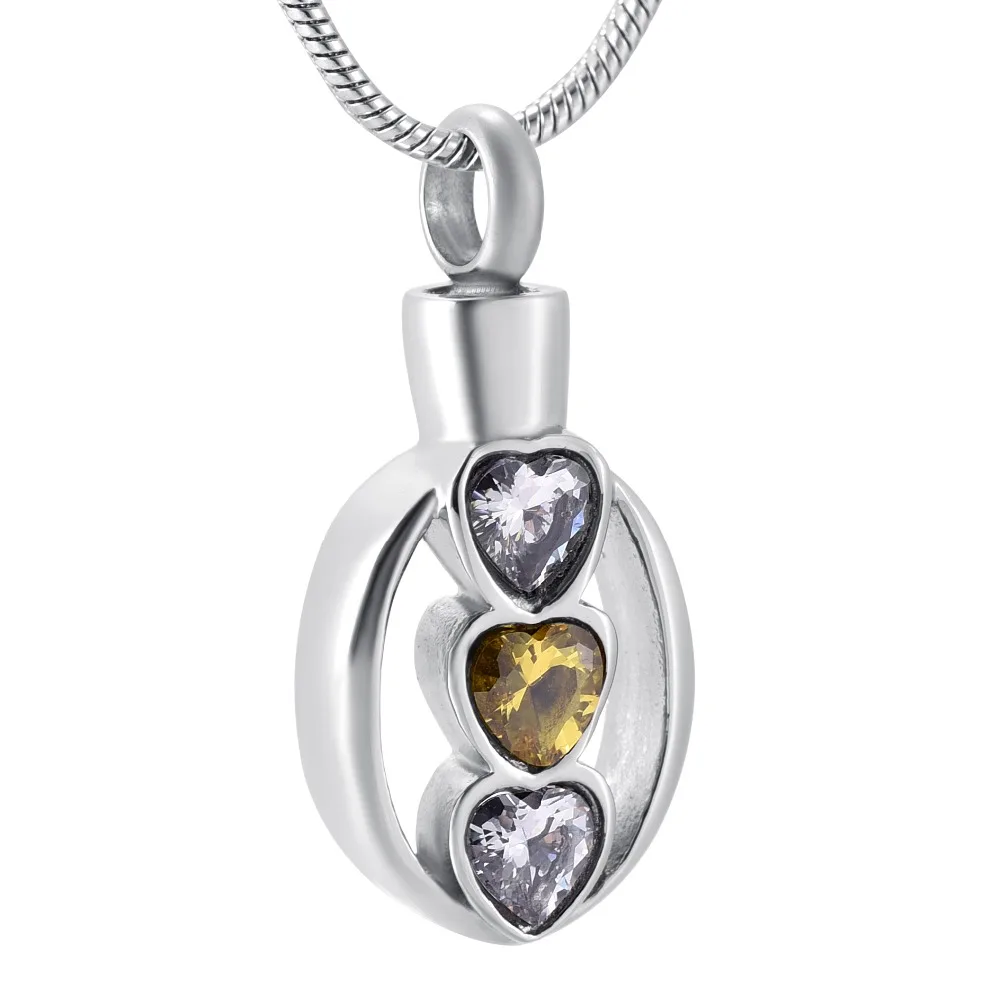 Cremation Jewelry for Ashes Heart Crystal Oval Memorial Urn Pendant