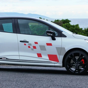 

cuostom for renault clio sticker 2PC car racing side door grid styling graphic Vinyl protect modified decorate accessories decal