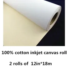 12 дюймов матовая поверхность струйный хлопок холст рулон для струйной печати 1"* 18 м 2 рулона цена