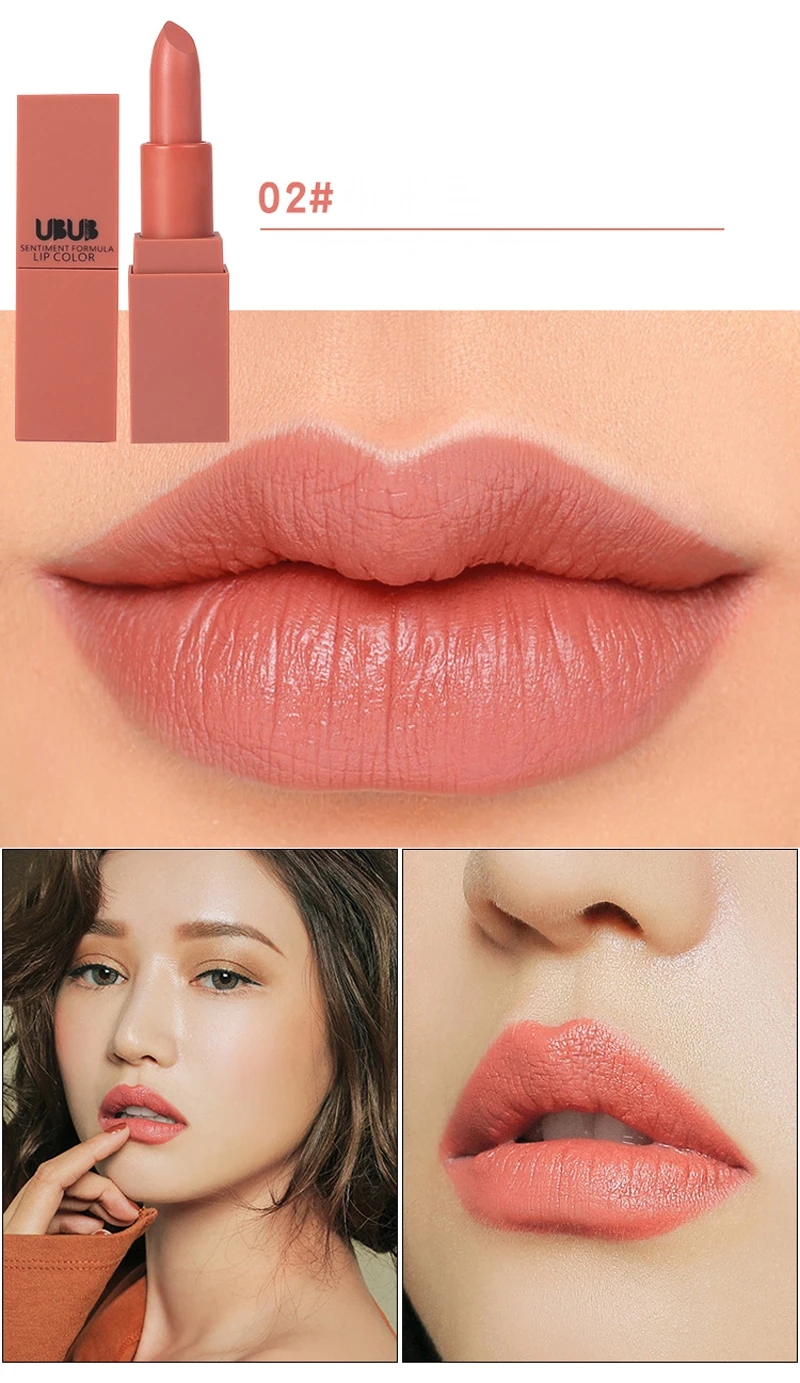 UBUB Matte Lipstick Moisturizer Smooth Long Lasting Charming Lips Makeup Pumpkin Color Lip Stick Cosmetic Beauty Makeup (5)