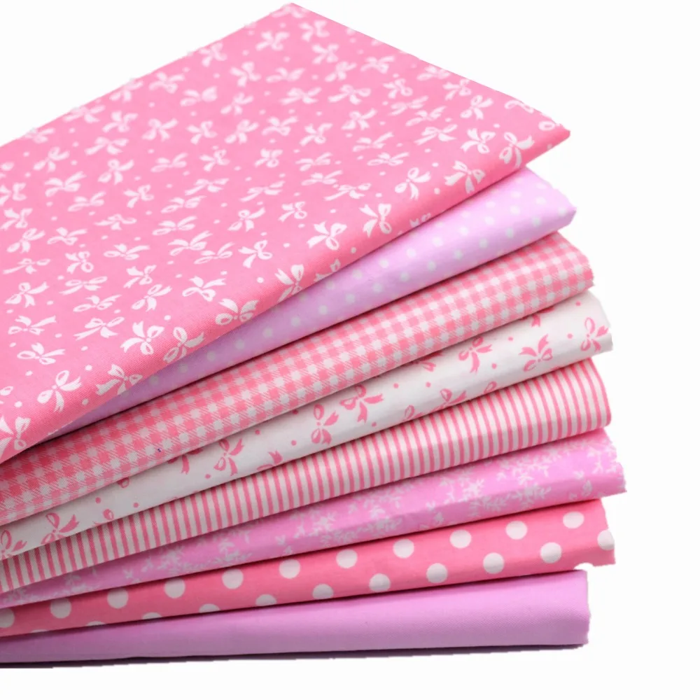 8ks / šarže 46 * 56cm růžová Bowknot Dot Grid Série 100% bavlněná tkanina textilní patchwork Bundle tilda tkanina pro šití diy tkanina