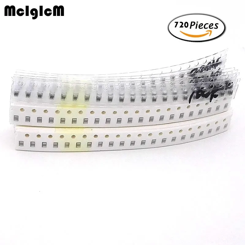 MCIGICM 0805 SMD Capacitor assorted kit 36values 20pcs 720pcs 1pF 10uF Samples kit font b electronic