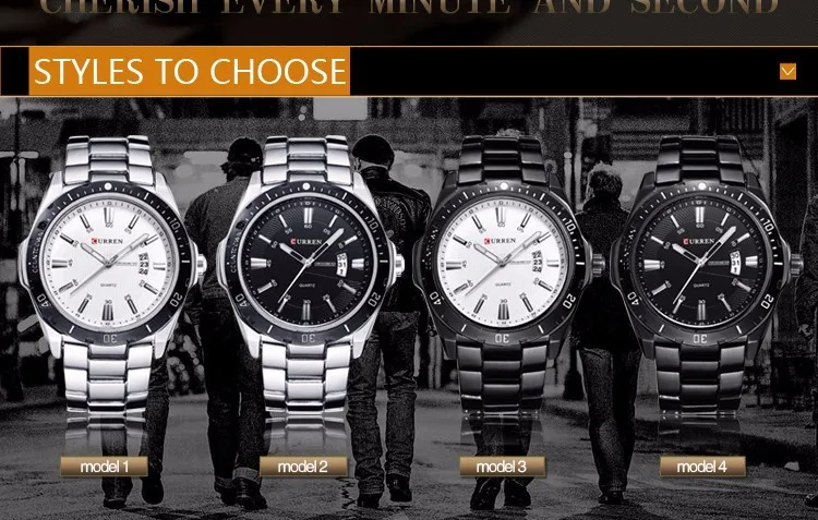 Top Luxury Brand CURREN Men Fashion Casual Business Watches Men's Quartz Clock Male stainless steel Strap Wrist Watch Relogio
