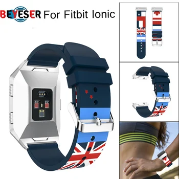 

Watch Strap For Fitbit Ionic Smartwatch Accessory British Flag Pattern Replacement band Silicone Soft Sport 140-210mm watchband