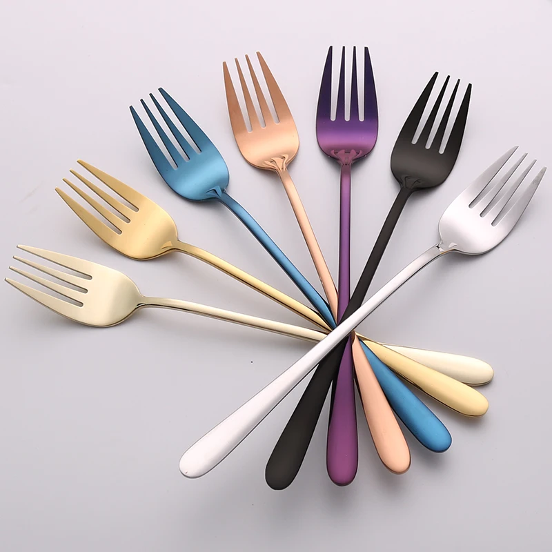 4pcs/set Korean Forks Stainless Steel Adult Long Handle Fork Household