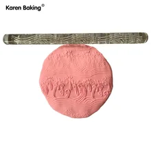 Рельефная Скалка с рисунком кокосового дерева и волн прозрачные акриловые инструменты для украшения торта- AA254