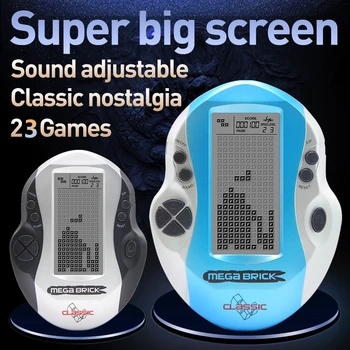 

Kids Console Big Screen Handheld Tetris Console Retro Mega Tetris Game Console Built-in 23 Games Classic Intellectual Toys