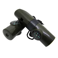 7в1 аварийный свисток компас многофункциональный инструмент Лупа фонарик контейнер для хранения термометр для кемпинга Пешие прогулки