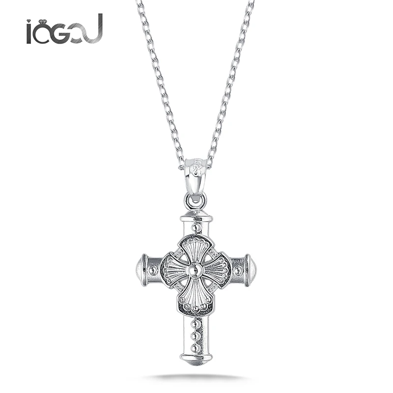 

IOGOU Vintage Cross Pendant 925 Sterling Silver Pendant for Necklace Men Women Wedding Charm Party HipHop Jewelry Christmas Gift