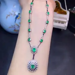 Зелёный Изумрудный камень ожерелье с роскошной красавицей