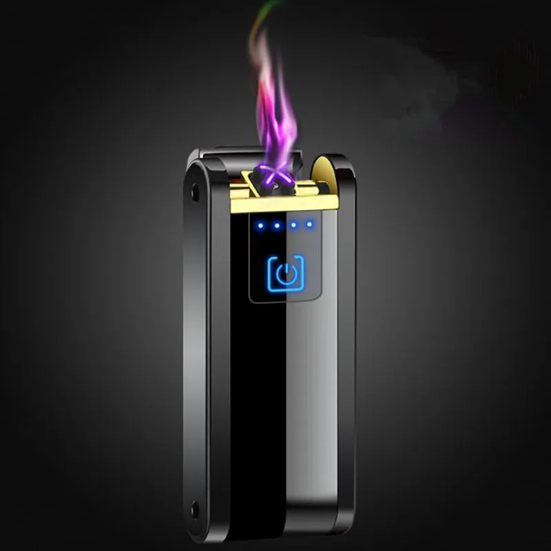 

USB Windproof lighter flameless Double Arc Plasma Touch sensing No gas charging cigarette lighter electric cigar Lighter for man