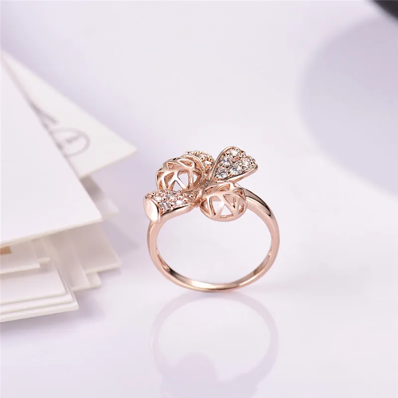 BUDONG, винтажные кольца, розовое золото, свадебные, шоссе, геометрические кольца для женщин, кубический цирконий, ювелирные изделия для помолвки, Bijoux XUA068