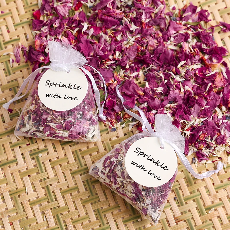 25 white organza bags red rose petals marigold lavender wedding confetti throws 