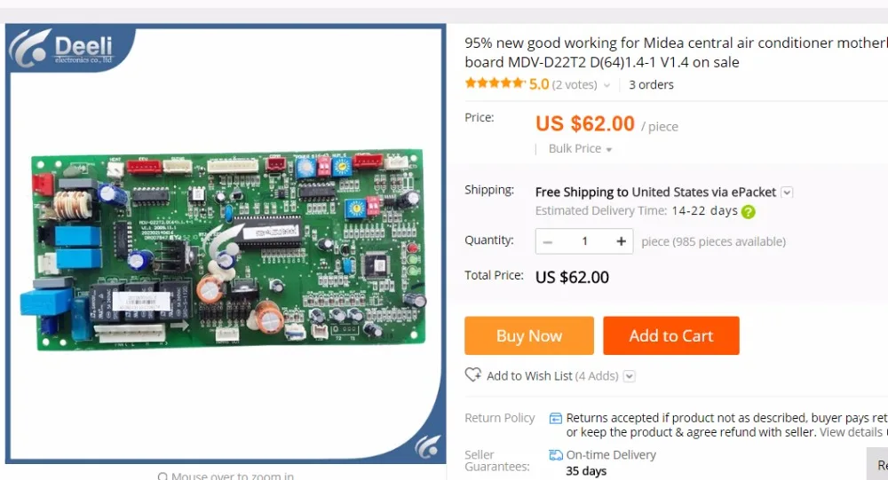 Хорошо работает для центрального кондиционера Материнская плата ПК MDV D22T2 D(64) 1 4