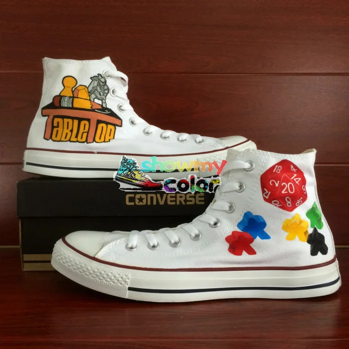 

High Top Sneakers Men Women Shoes White Converse All Star TableTop Games Design Hand Painted Shoes Man Woman Unique Gifts