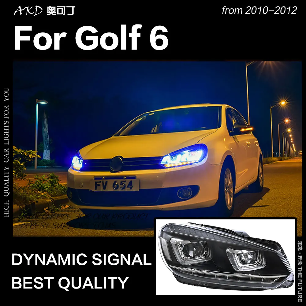 AKD автомобильный Стайлинг для VW Golf 6 фары 2009-2012 динамический сигнал Golf6 светодиодный DRL Hid головной фонарь Ангел глаз биксеноновый луч аксессуары