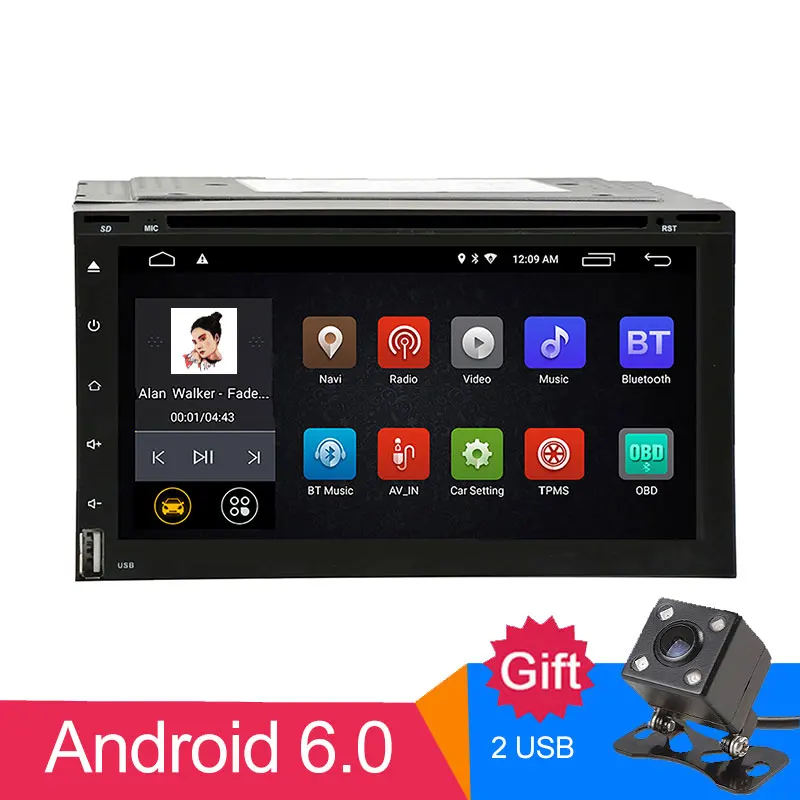 Best NEW Universal Car dvd stereo 2Din Android GPS+wifi+bluetooth+FM+AM+RDS radio+Octa Core+1G+16G+Mirror Link+SWC+Touch screen+ddr3 0