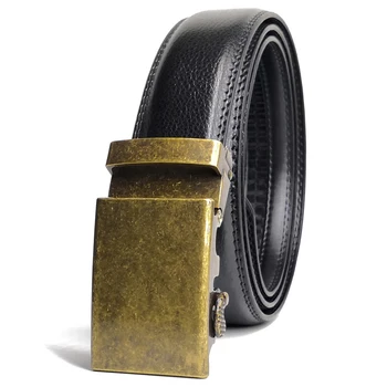 

Men Automatic Buckle Leather luxury Belt Bronze Male Alloy buckle Belts for Men Ceinture Homme