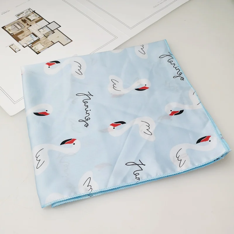 50X50CM Satin Silk square Scarf Print stewardess Hair Tie Band For Business Party Women Handkerchief Head Neck Rings Hair Scarf 2