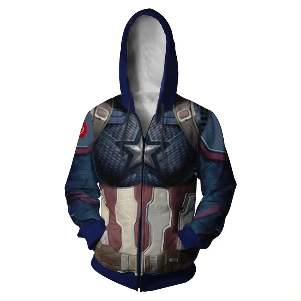 

Avengers Endgame Cosplay Captain America Quantum Realm suit Hoodies Sweatshirts Women Men zipper Hoodies Long Sleeve Outerwear