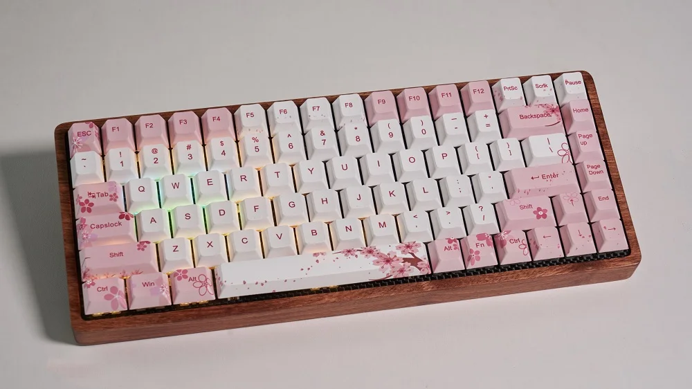 Gk84 механическая клавиатура 75% dye sub keycap Деревянный Пользовательский светильник rgb чернила paintingsakura lotus bluetooth 4,0 USB двойной режим