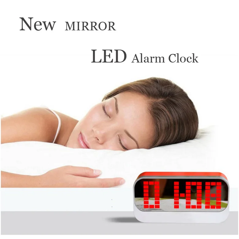 New LED Mirror clock Electronic Desk Clock Snooze Radio Nixie big Digital Clock Table Watch Bedside Alarm Clock home decor