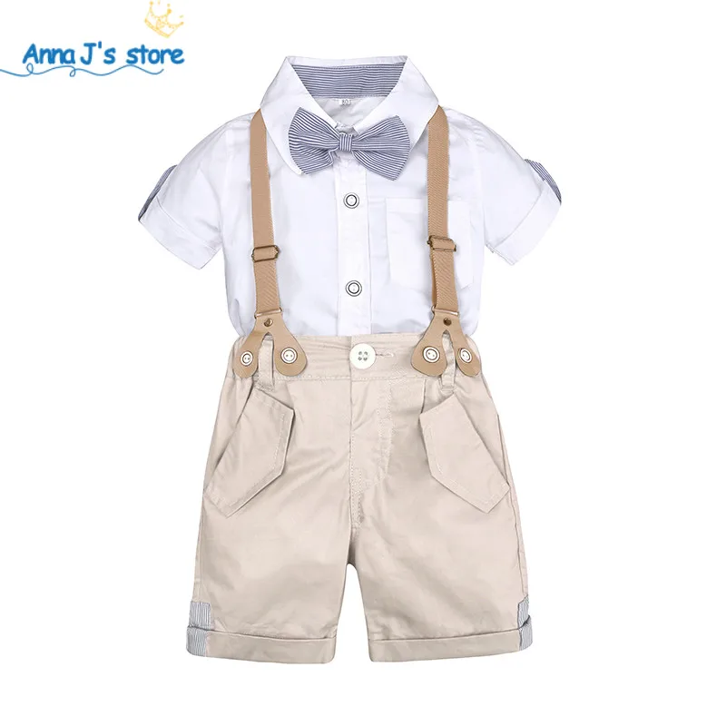 

Set of clothes for little boys summer kit for kids Shorts Shirt 1 to 4 years old baby clothes suits Formal Wedding Costume TZ607