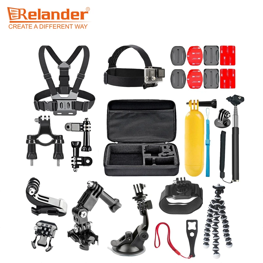 Crelander Action Camera Accessories Kit Video Cam Mount Monopod Floaty