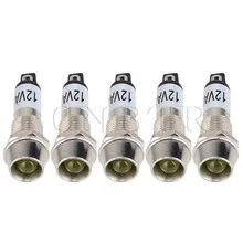 CNBTR 5pcs 8mm Thread Dia DC12V Panel Indicator Power Signal Light Lamp Metal Shell XD8-1 Yellow Light