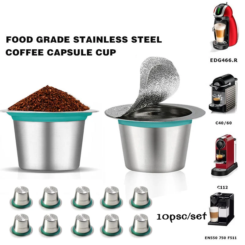 10psc многоразовый фильтр для кофе Nespresso многоразовая машина наполнения капсул