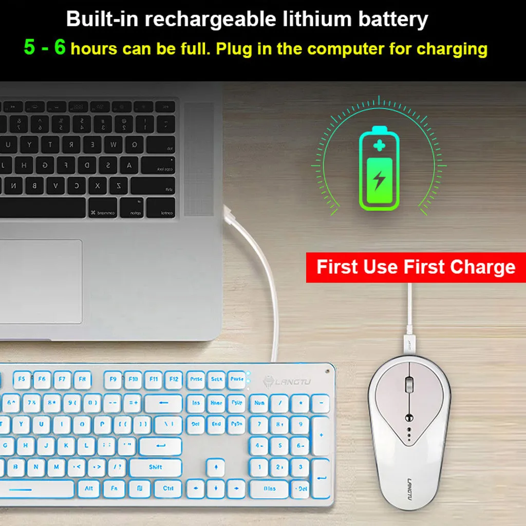 2 4G 1600 точек/дюйм 4 кнопки беспроводная перезаряжаемая LED подсветка Usb