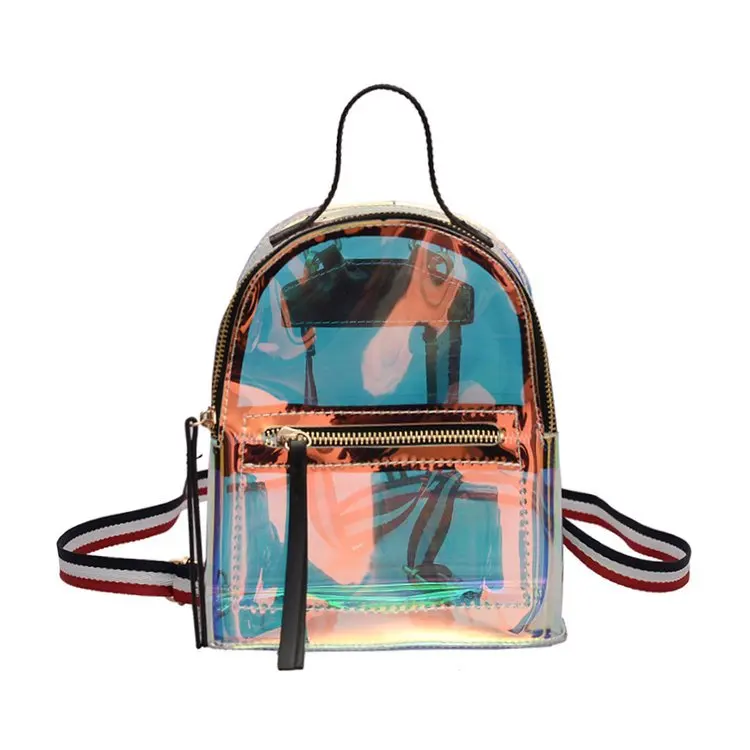 

2019 Middle School Girls Clear Backpack Transparent Shoulders Bagpack Laser PVC Bag To School Bookbag batohy