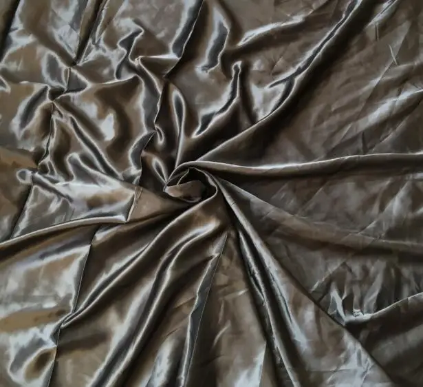 Блестящая полиэфирная атласная ткань гладкая мягкая окрашенная 3 метра длина за штуку для платья подкладка пижамы Свадебная вечеринка сумка чехол для стула - Цвет: DARK GREY