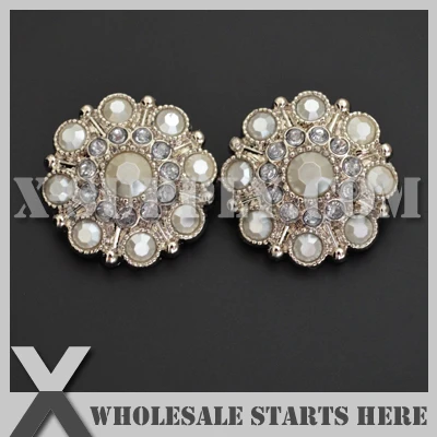 

28mm Special Stargazer Pearl Acrylic Rhinestone Button,Clear and Ivory Pearl Rhinestones