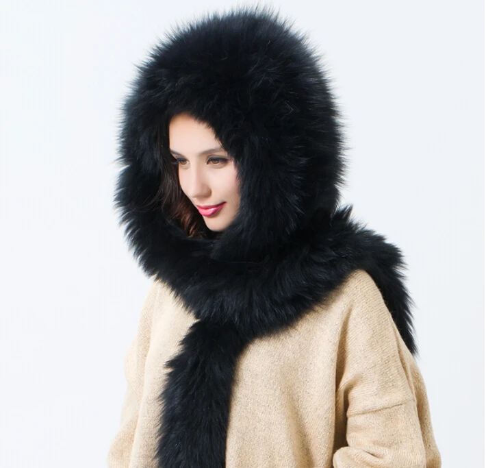 

Eastern fur warm winter fur hat lady fox fur woven hat scarf snow cap