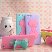 

Bowknot Kickstand Bag Case for iPhone 6 6s 7 Plus 5 5s SE Soft Silicon Mobile Phone Shell for Samsung Galaxy Note4 S5 Pink Cover
