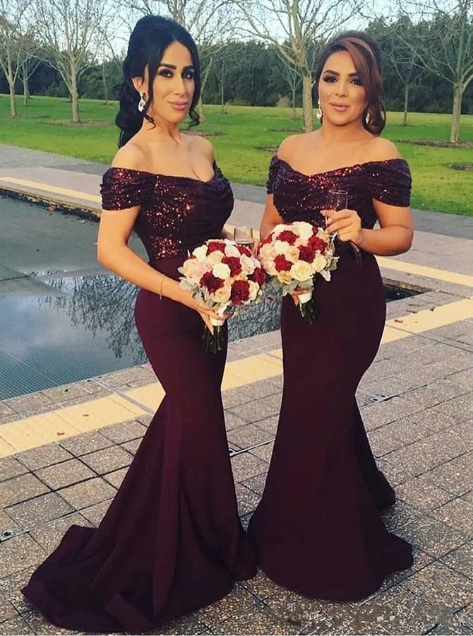Южная Африка бордовый с v-образным вырезом Длинные свадебные платья сверкающими Топ с блестками рюшами Русалка Формальные пригласительные на свадьбу платье