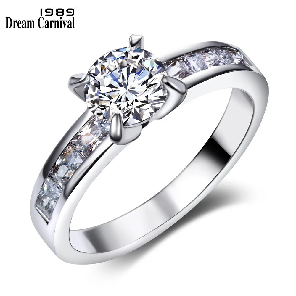 

DreamCarnival1989 Solitaire Ring for Women Engagement CZ Wedding Fashion Jewelry Rhodium Color Bagues Femme Ringen SJ07707