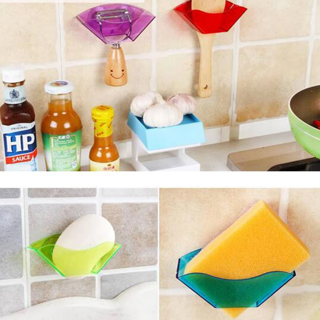Soap Dish 1pc Useful Double Suction Cup Sink Shelf Soap Dish Holder