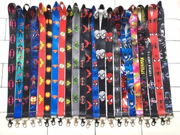 

100 Pcs popular Iron Man Batman Spider-Man Iron Man Neck Straps Lanyards Mobile Phone,ID Card,Key Condole belt Mixed