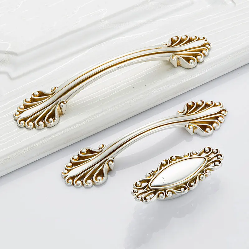 Megairon European Door Handles Silver Coral Kitchen Cabinet Handle